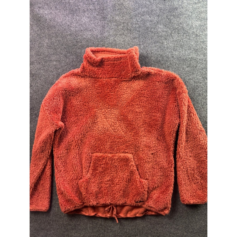 Carve Designs Fleece Pullover Womens Medium Orange Funnel Neck Kangaroo Pocket